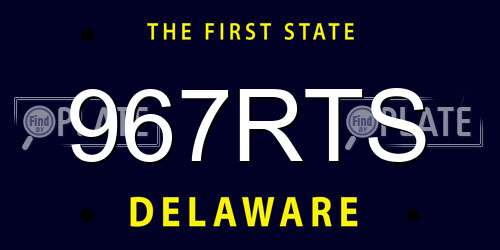 967RTS Delaware License Plate