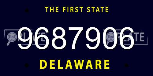 9687906 Delaware License Plate