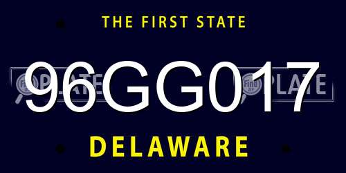 96GG017 Delaware License Plate