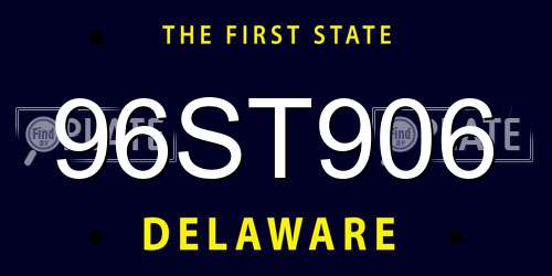96ST906 Delaware License Plate