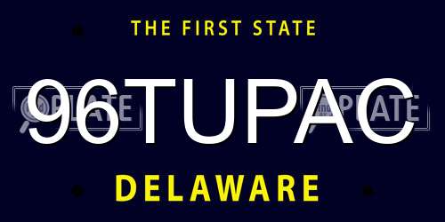 96TUPAC Delaware License Plate