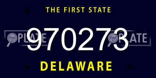 970273 Delaware License Plate