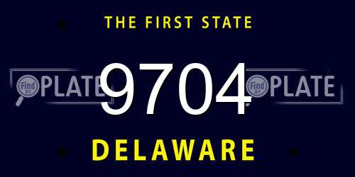 9704 Delaware License Plate