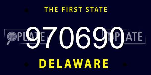 970690 Delaware License Plate