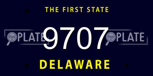 9707 Delaware License Plate