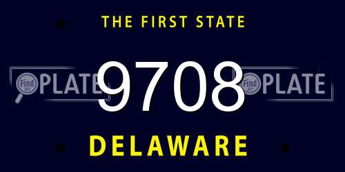 9708 Delaware License Plate