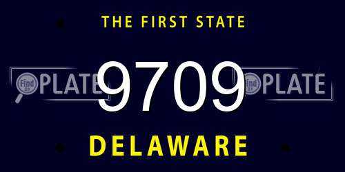 9709 Delaware License Plate
