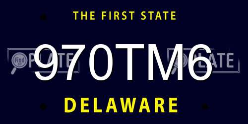 970TM6 Delaware License Plate