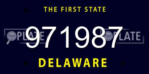 971987 Delaware License Plate