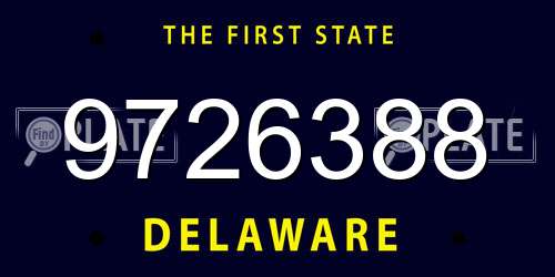 9726388 Delaware License Plate