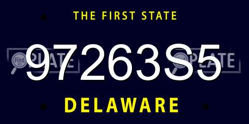 97263S5 Delaware License Plate