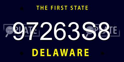97263S8 Delaware License Plate