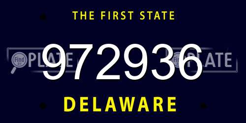 972936 Delaware License Plate