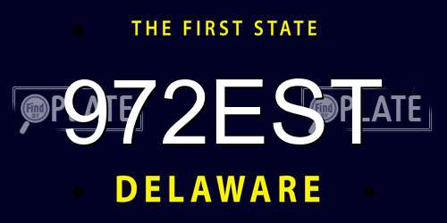972EST Delaware License Plate