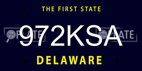 972KSA Delaware License Plate