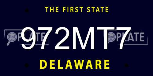 972MT7 Delaware License Plate