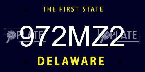 972MZ2 Delaware License Plate