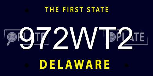 972WT2 Delaware License Plate