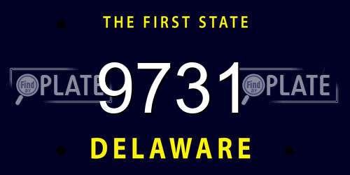 9731 Delaware License Plate