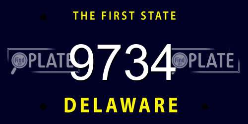 9734 Delaware License Plate