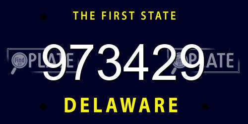 973429 Delaware License Plate