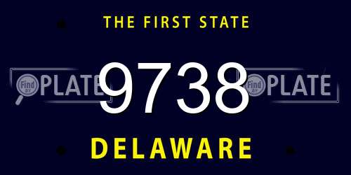 9738 Delaware License Plate