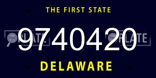 9740420 Delaware License Plate