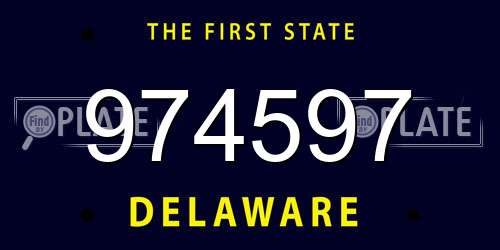 974597 Delaware License Plate