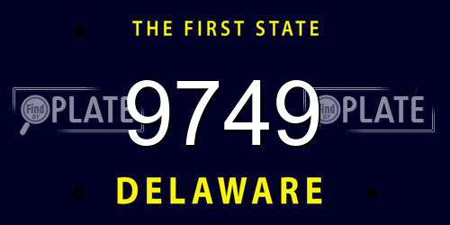 9749 Delaware License Plate