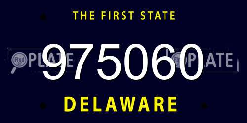 975060 Delaware License Plate