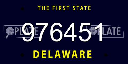 976451 Delaware License Plate