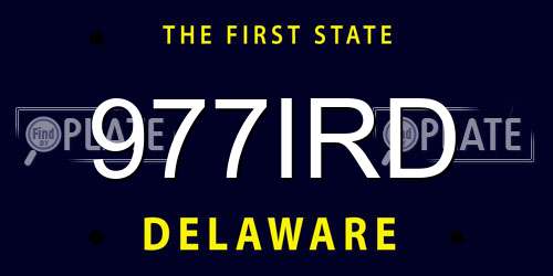 977IRD Delaware License Plate