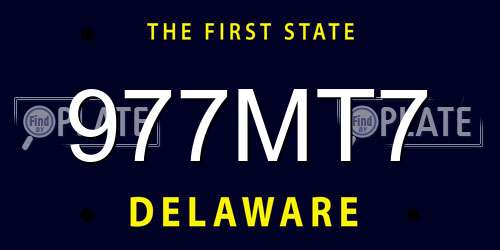 977MT7 Delaware License Plate