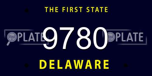 9780 Delaware License Plate