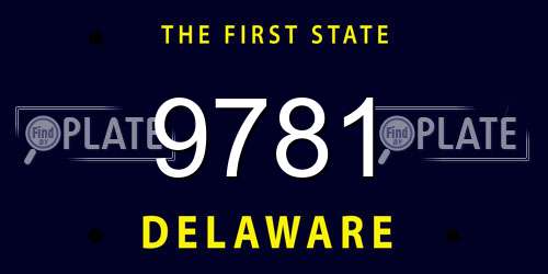 9781 Delaware License Plate