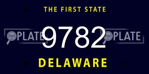 9782 Delaware License Plate