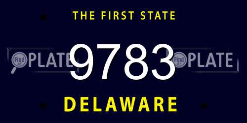 9783 Delaware License Plate