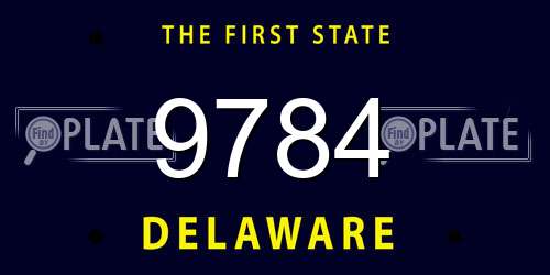 9784 Delaware License Plate