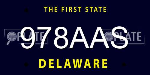 978AAS Delaware License Plate