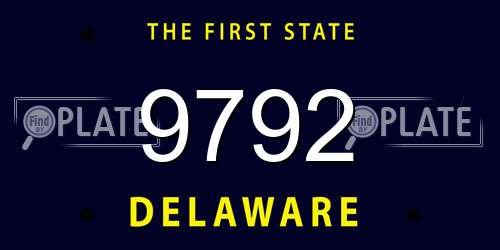 9792 Delaware License Plate