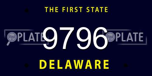 9796 Delaware License Plate