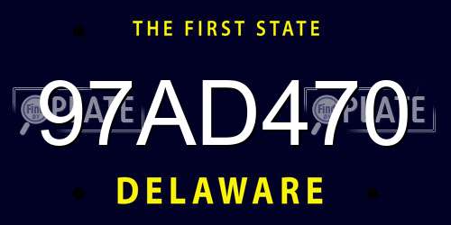 97AD470 Delaware License Plate