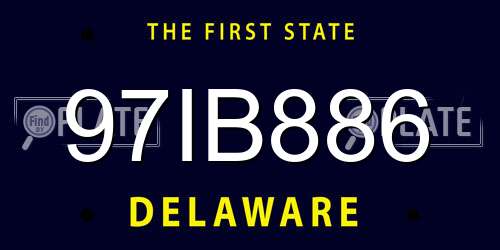97IB886 Delaware License Plate