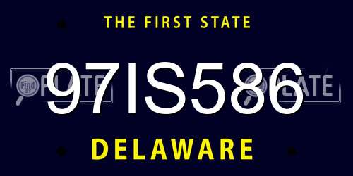 97IS586 Delaware License Plate