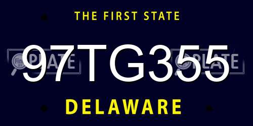 97TG355 Delaware License Plate