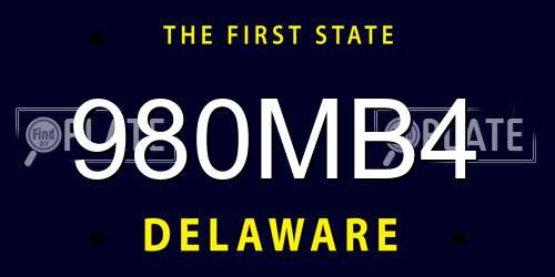 980MB4 Delaware License Plate
