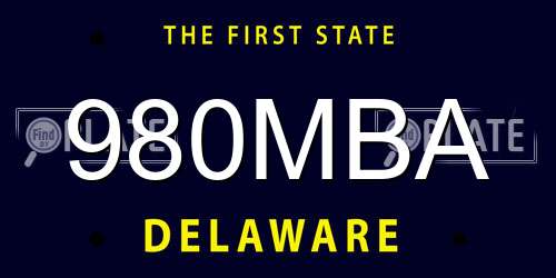 980MBA Delaware License Plate