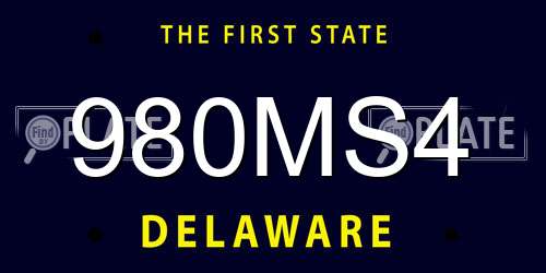 980MS4 Delaware License Plate
