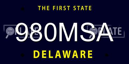 980MSA Delaware License Plate