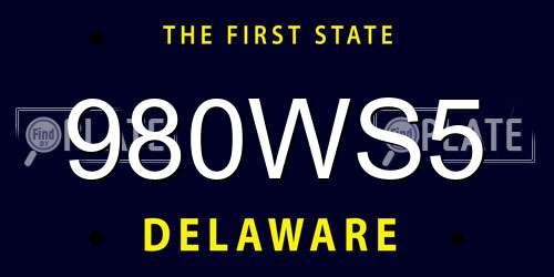 980WS5 Delaware License Plate
